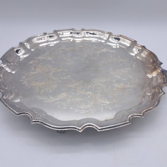 King's Plate Silver Plated Tea Set: Teapot, Creamer, Sugar Bowl & Platter - Picture 6 of 11